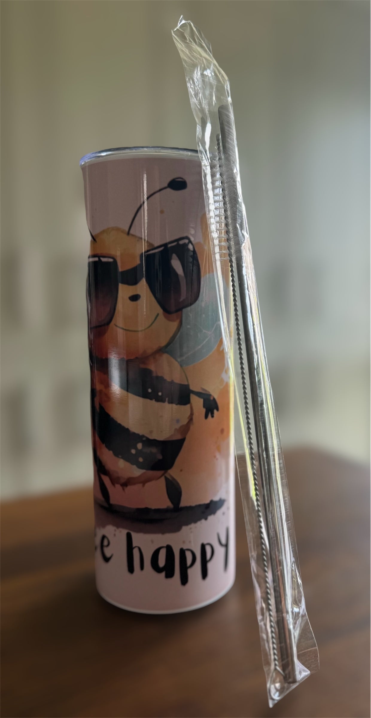 20z Bee Happy tumbler